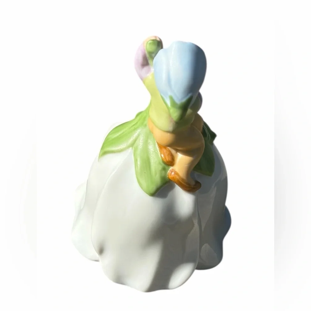Vintage 1983 Avon Good Luck Bell Shamrock Elf Pixie Porcelain Flower